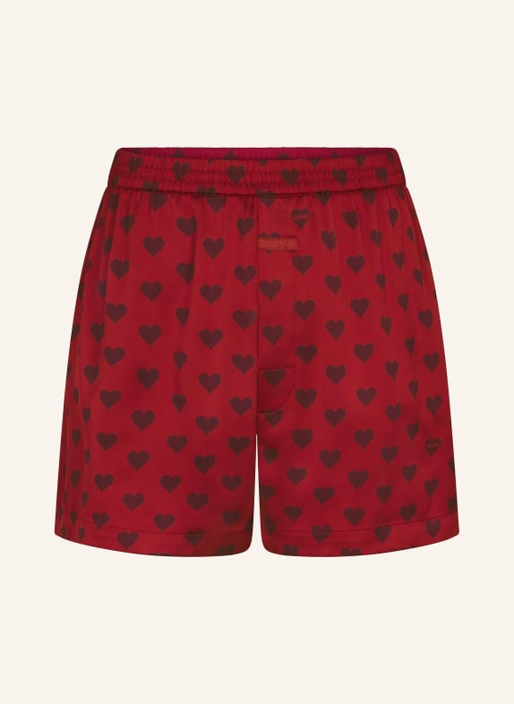 SKIMS Bokserki SLEEP SATEEN z satyny RED HEART HALFDROP