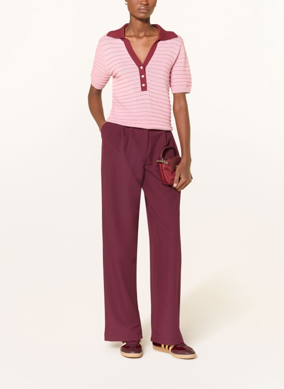 VARLEY Gebreid poloshirt WREN ROZE / DONKERROOD