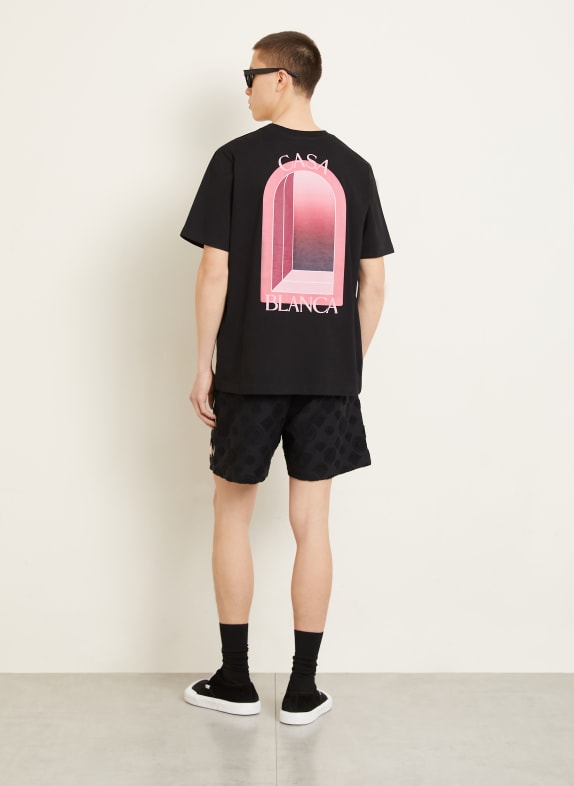 Casablanca T-shirt ARCHES ZWART / ROZE / ROZE