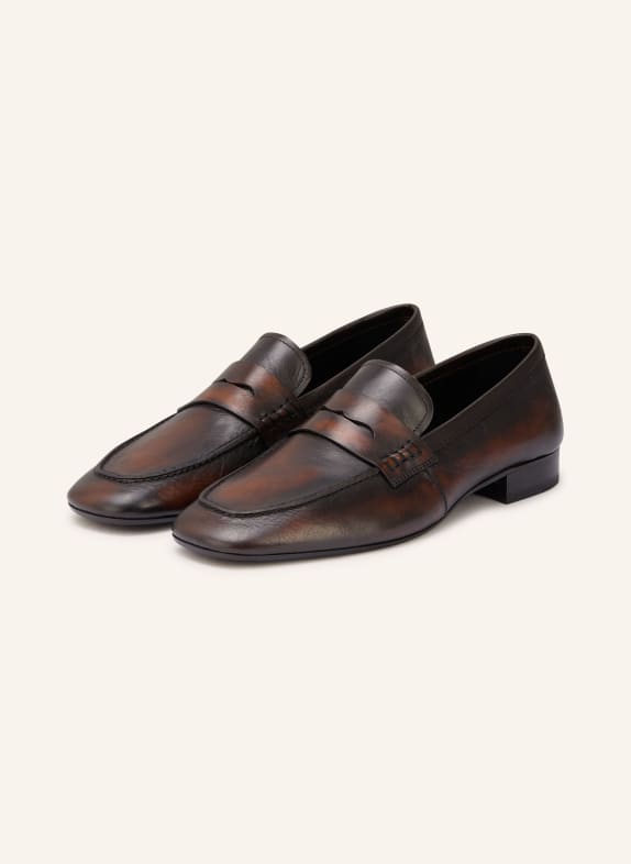 DRIES VAN NOTEN Penny-Loafer DUNKELBRAUN / SCHWARZ