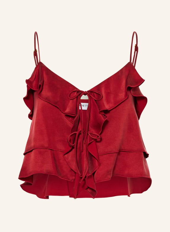 NINETY-9 ROMANTIC cropped top with flounces DARK RED
