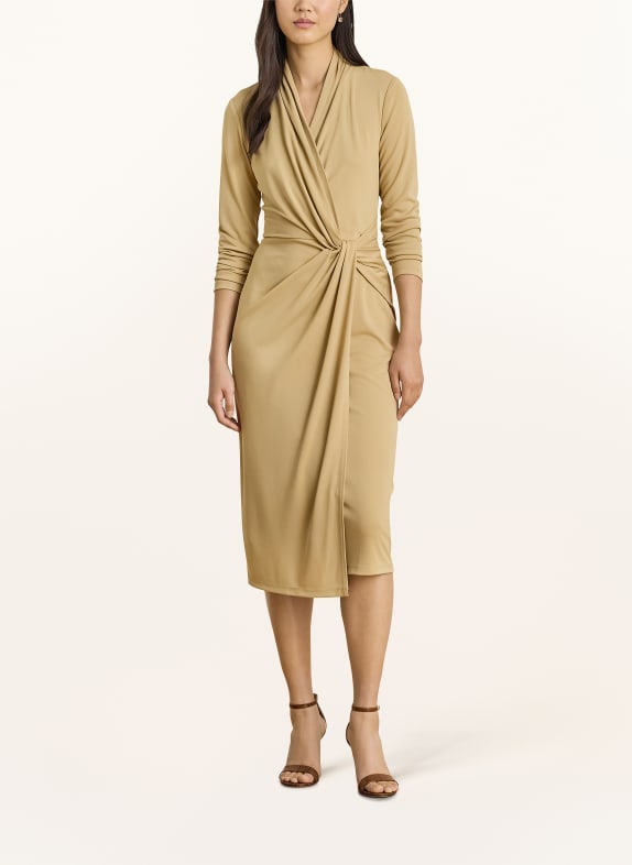 LAUREN RALPH LAUREN Wrap-style jersey dress BEIGE