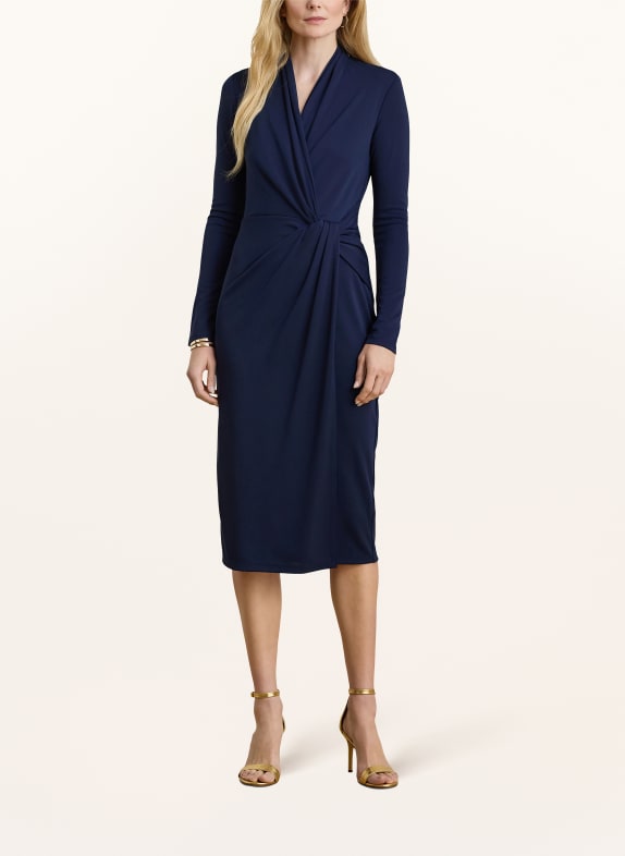 LAUREN RALPH LAUREN Jerseykleid in Wickeloptik DUNKELBLAU