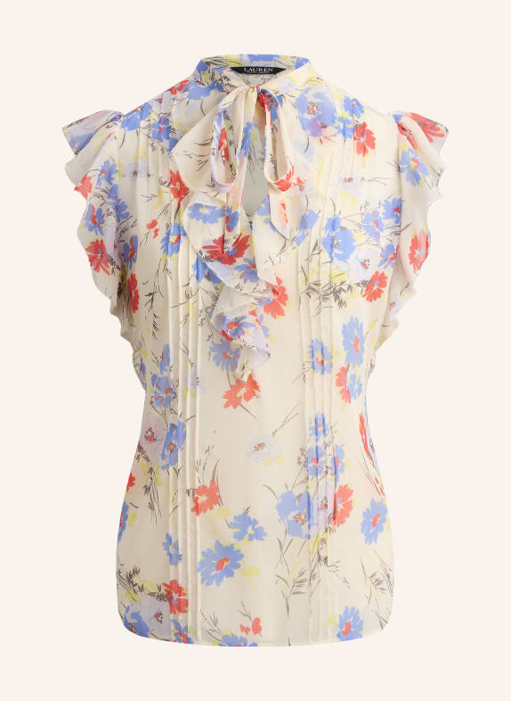 LAUREN RALPH LAUREN Blůza s volány KRÉMOVÁ / ČERVENÁ / MODRÁ