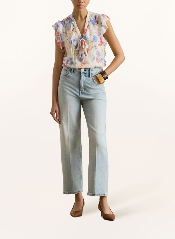 LAUREN RALPH LAUREN Blouse met volants CRÈME / ROOD / BLAUW