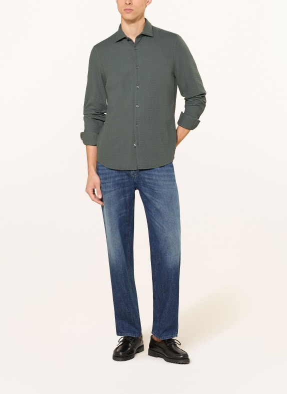 Marc O'Polo Overhemd Shaped Fit DONKERGROEN