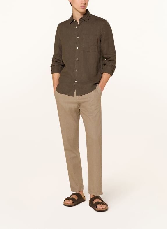 Marc O'Polo Linnen overhemd Regular Fit MARRON FONCÉ