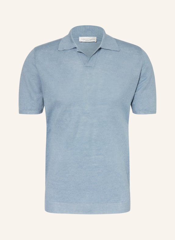 roberto collina Strick-Poloshirt aus Leinen HELLBLAU