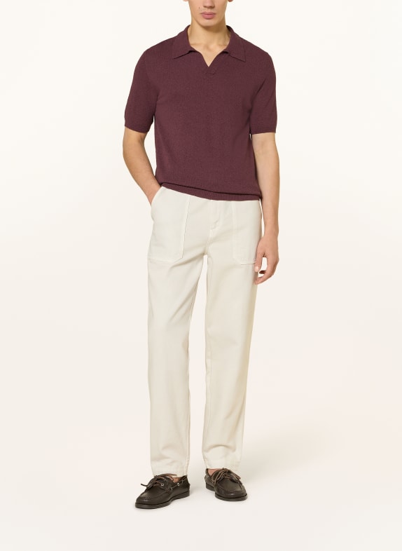 roberto collina Gebreid poloshirt DONKERROOD