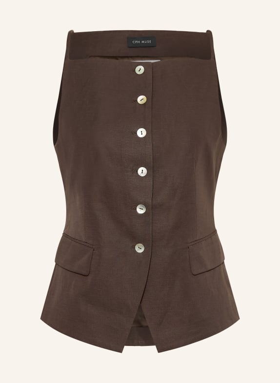 CPH MUSE Blazer vest CMCOLLEEN met linnen MARRON FONCÉ
