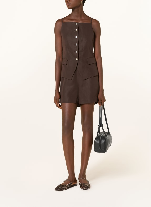 CPH MUSE Sako CMCOLLEEN s lněným lemem TMAVĚ HNĚDÁ