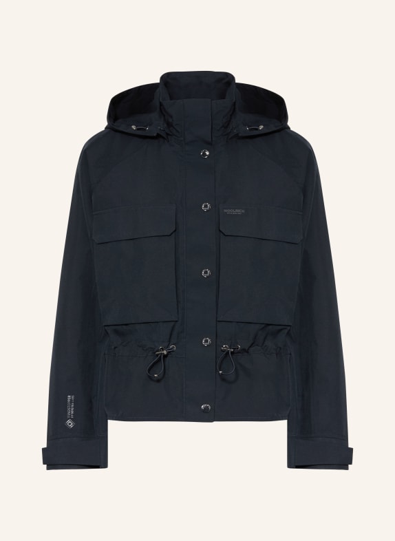 WOOLRICH Regenjacke mit abnehmbarer Kapuze DUNKELBLAU