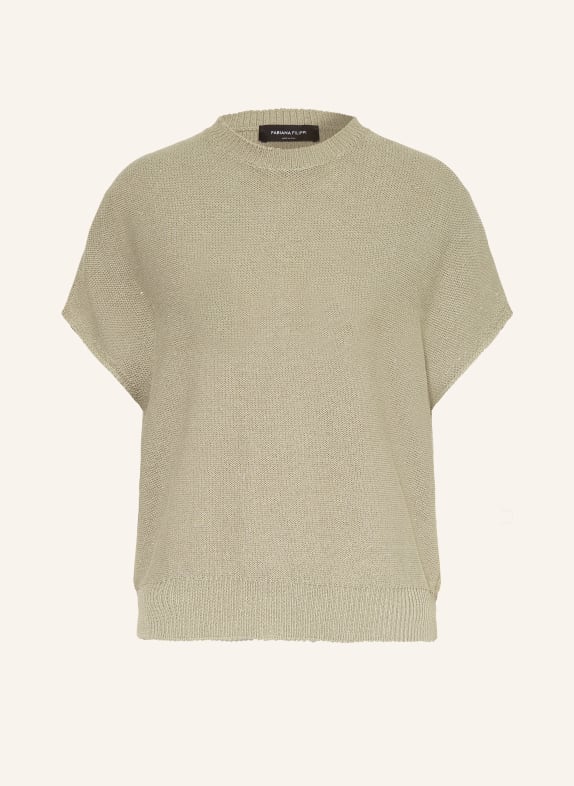 FABIANA FILIPPI Pullunder mit Leinen und Pailletten KHAKI
