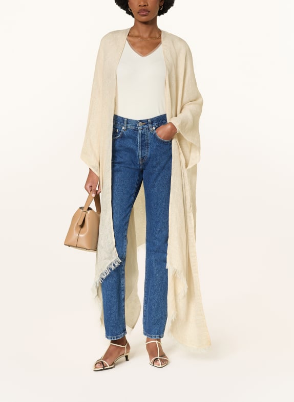 FABIANA FILIPPI Linnen kaftan met glittergaren ECRU / GOUD