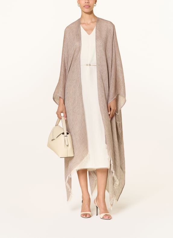 FABIANA FILIPPI Linnen kaftan met glittergaren TAUPE / GOUD