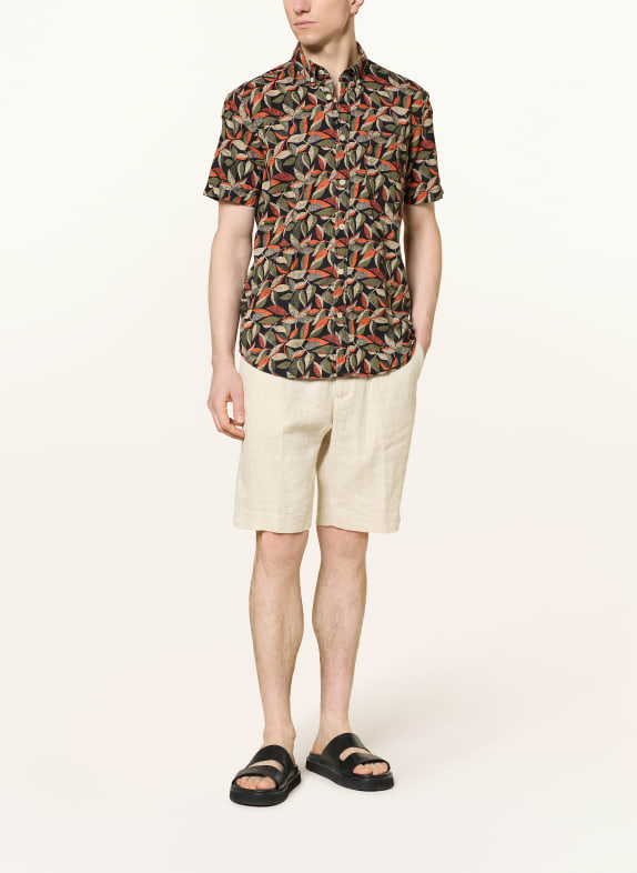 camel active Korte mouwen overhemd Regular Fit ORANJE / BEIGE / ZWART