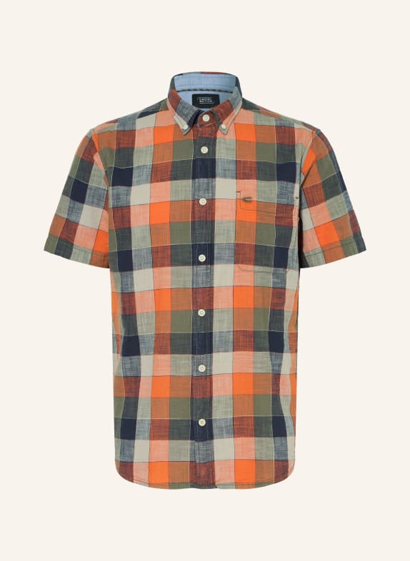 camel active Short-sleeved shirt, regular fit ORANGE / GRAY / DARK BLUE