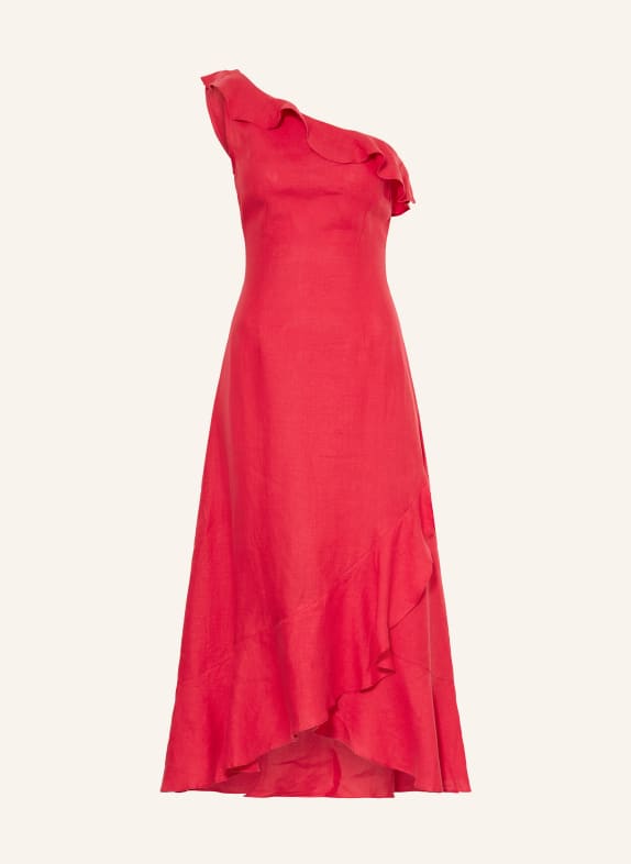 arkitaip One-Shoulder-Kleid AMELIE aus Leinen mit Volants ROT