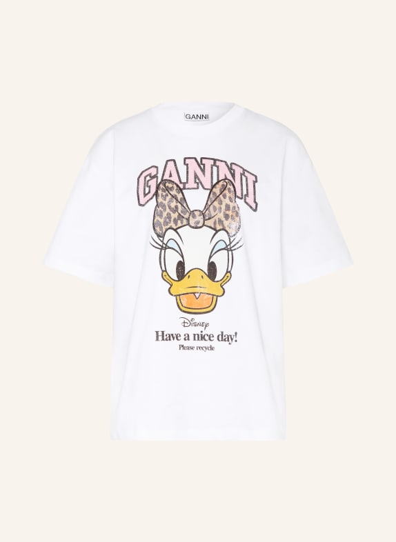 GANNI T-Shirt WEISS / ROSA / GELB