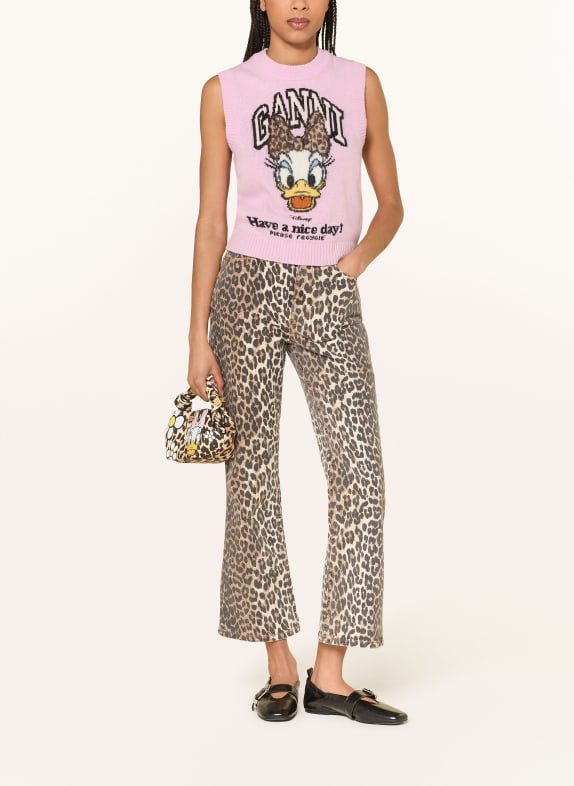GANNI pullunder VIEUX ROSE / GEEL / WIT
