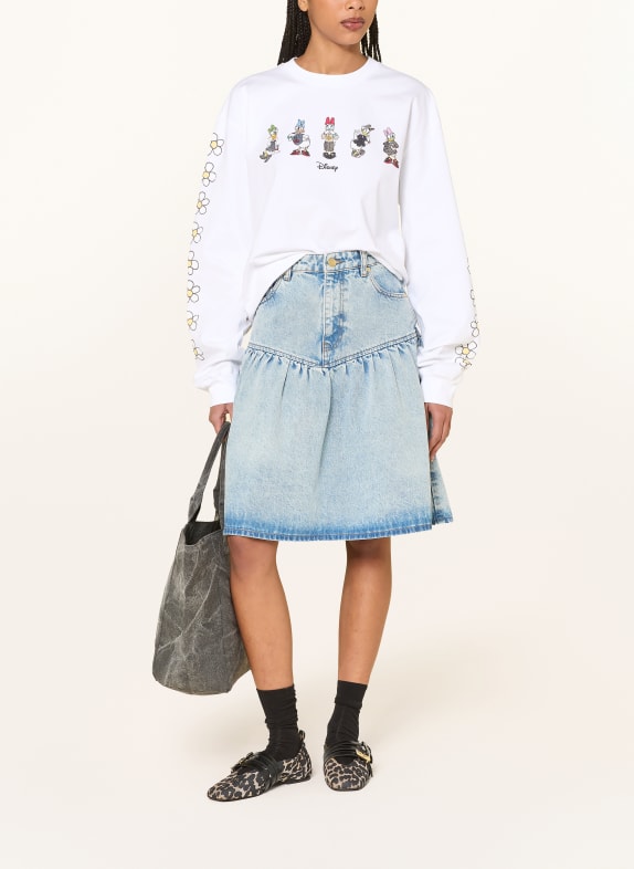 GANNI sweatshirt WIT / GRIJS / LICHTGEEL