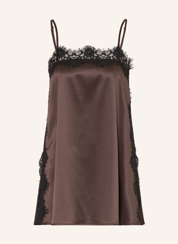 MRS & HUGS Satintop mit Spitze DUNKELBRAUN / SCHWARZ