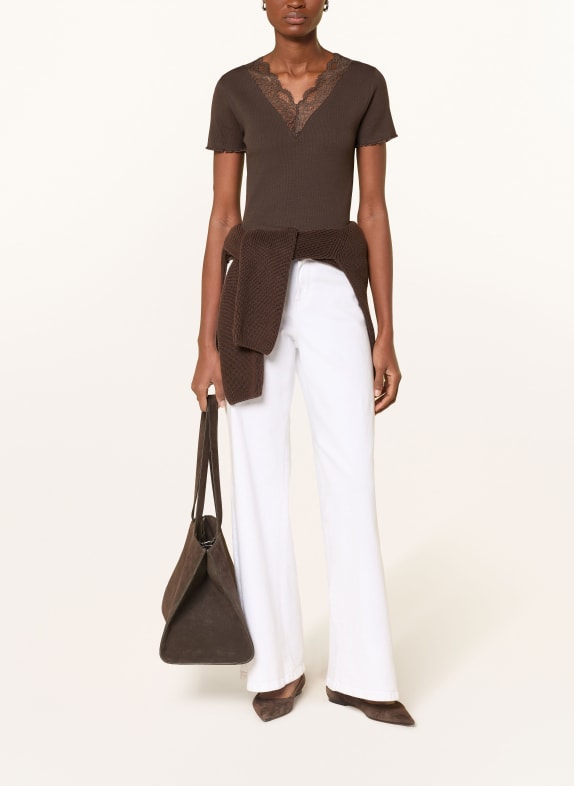 darling harbour T-Shirt mit Spitze CHOCOLATE