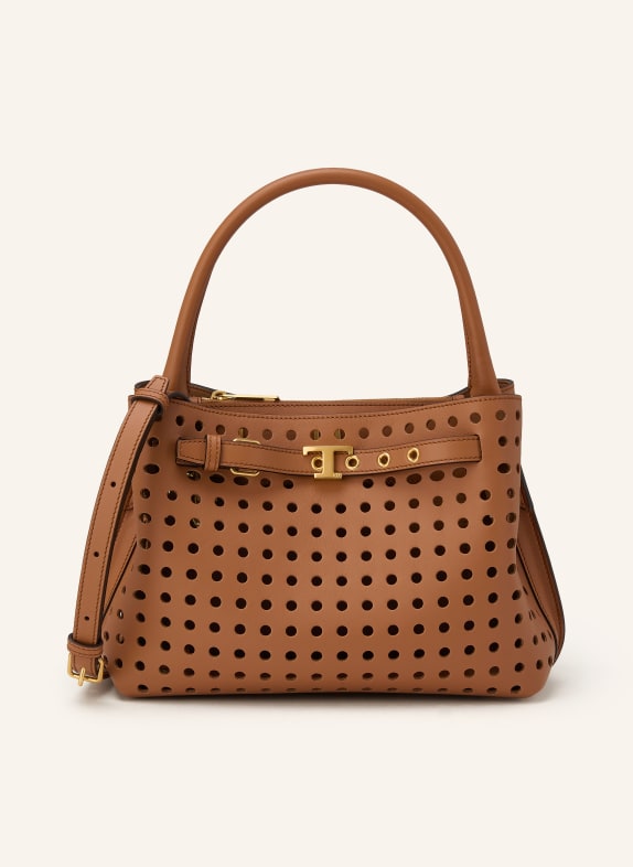 TOD'S Handtasche RUNWAY MINI mit Cut-outs BRAUN / GOLD