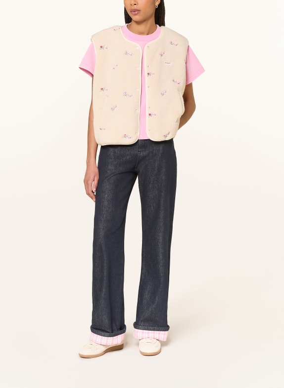 OH APRIL Gilet en fourrure synthétique MAGNOLIA CRÈME / ROSE / OLIVE