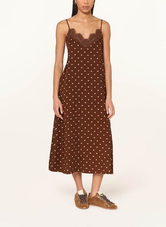 OH APRIL Kleid ALMA mit Spitze DUNKELBRAUN / CREME