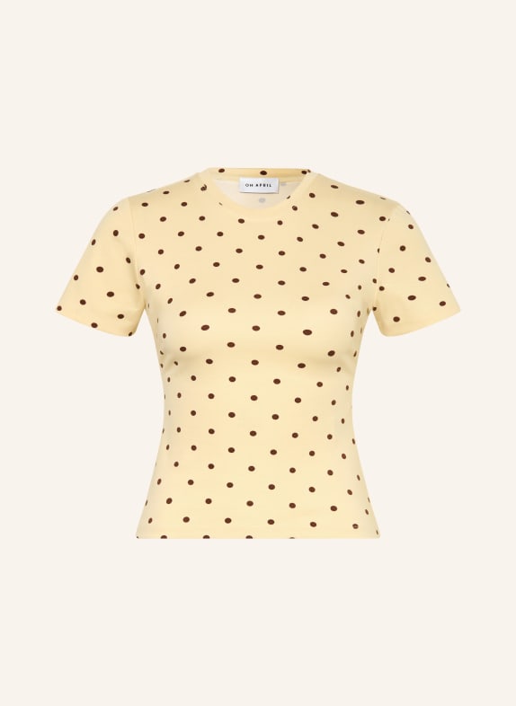 OH APRIL Tričko JOY TMAVĚ ŽLUTÁ / TMAVĚ HNĚDÁ