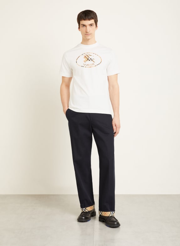 BURBERRY Tricou SETH ALB / CAMEL / MARO ÎNCHIS