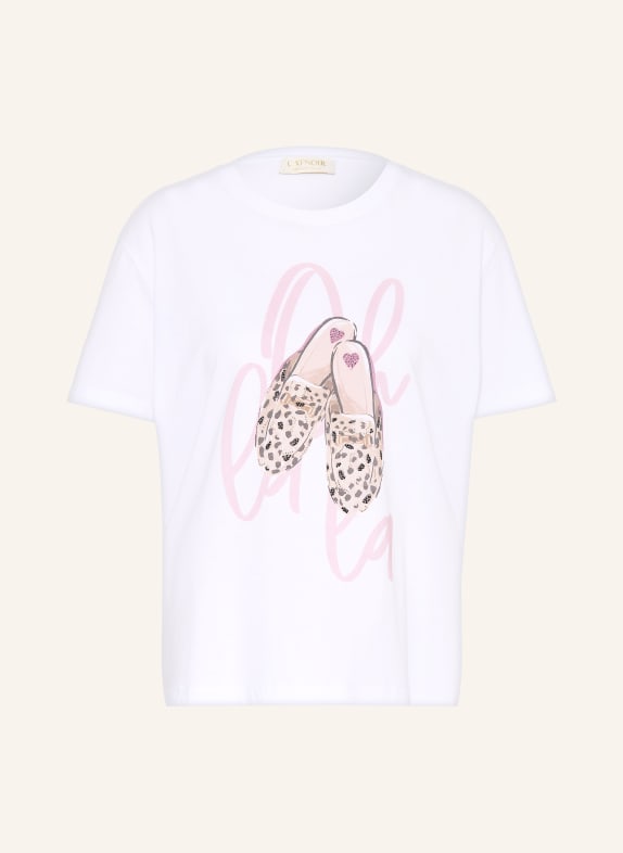 CATNOIR T-Shirt mit Schmucksteinen WEISS / ROSÉ