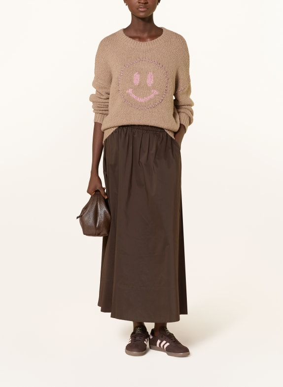 CATNOIR Trui met glittergaren TAUPE / ROZE