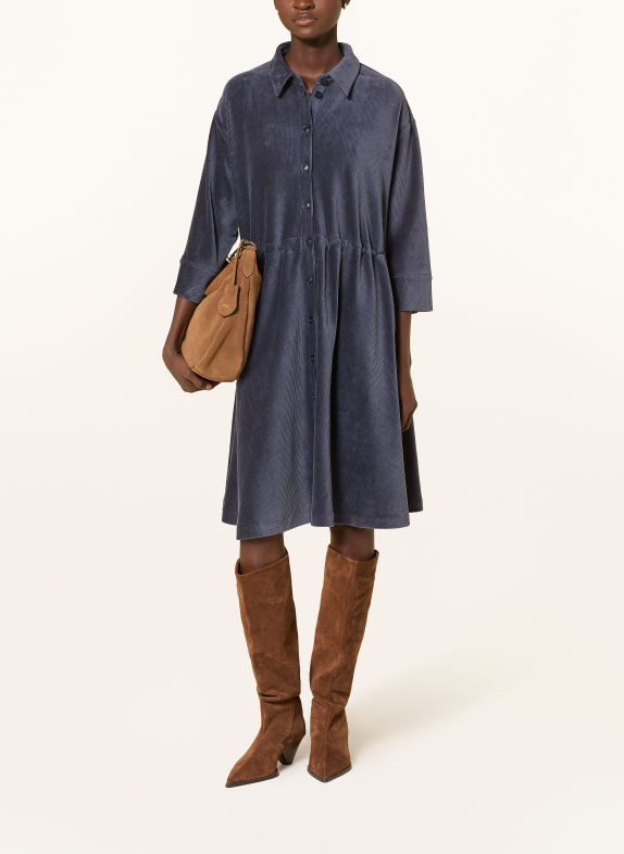 CATNOIR Robe chemise en velours côtelé BLEU FONCÉ
