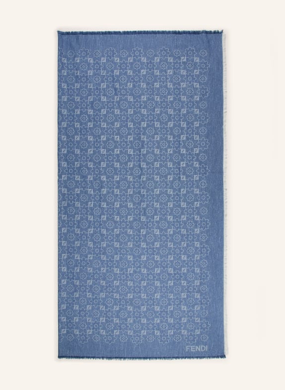 FENDI Tissu avec soie BLEU / BLEU GRIS / BLANC