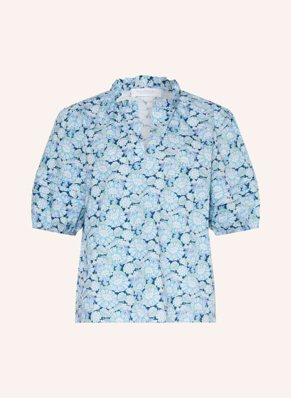 Rich & Royal Blusenshirt mit 3/4-Arm und Rüschen HELLBLAU / DUNKELBLAU / WEISS