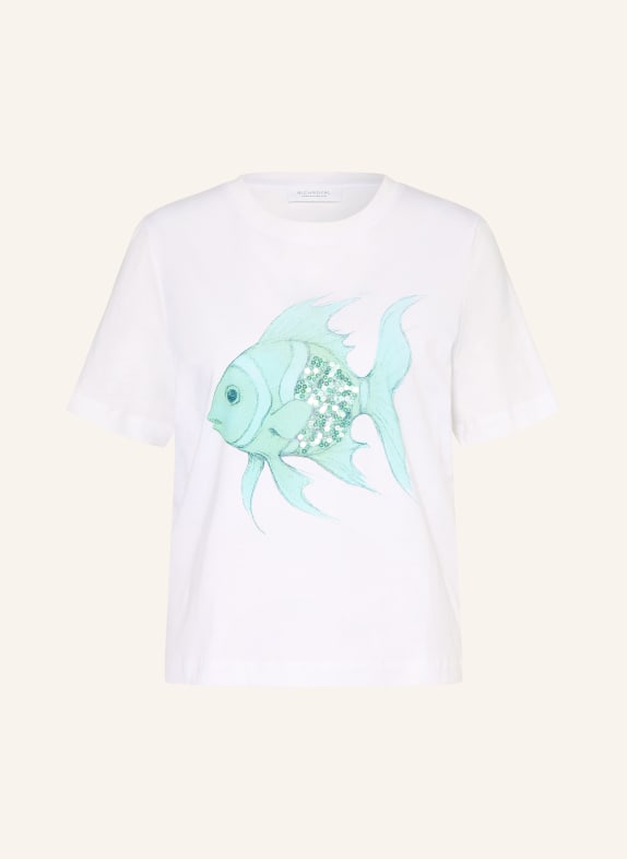 Rich & Royal T-shirt met pailletten WIT / TURQUOISE