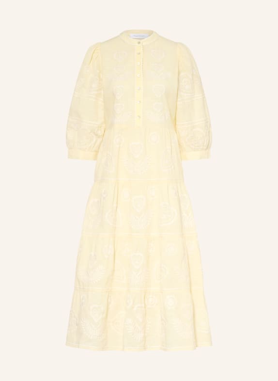 Rich & Royal Šaty s 3/4 rukávem TMAVĚ ŽLUTÁ / BÍLÁ