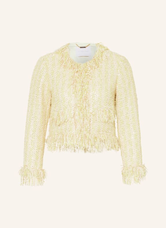 Rich & Royal Veste carrée en bouclé avec paillettes VERT CLAIR / ARGENT / CRÈME