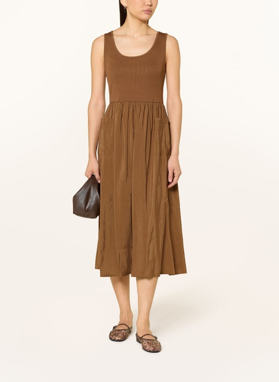 Rich & Royal Kleid im Materialmix BRAUN