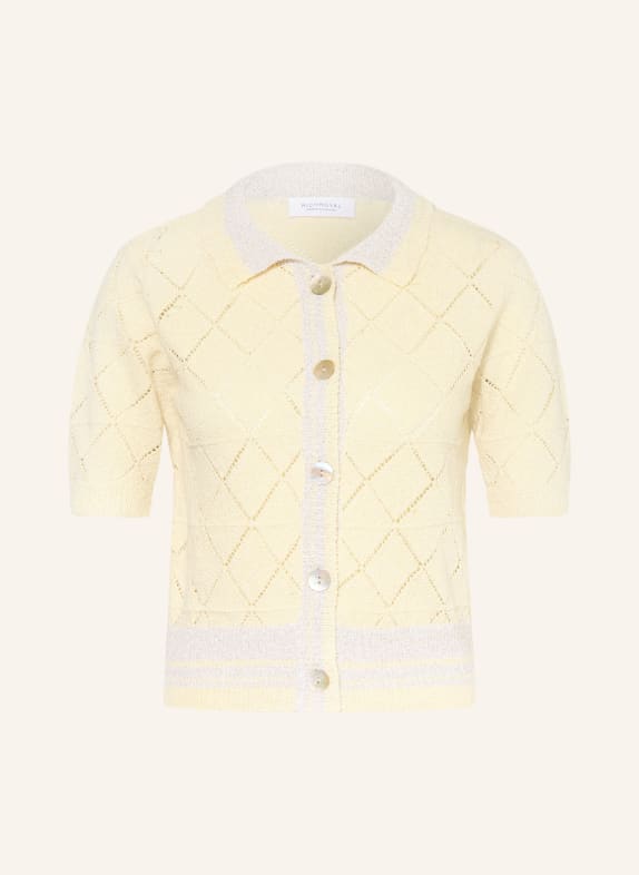 Rich & Royal Strickjacke mit Glitzergarn HELLGELB / BEIGE
