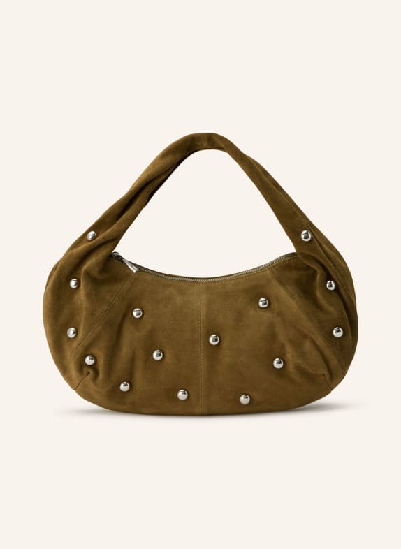 NÚNOO ALMA SMALL shoulder bag with studs OLIVE / SILVER