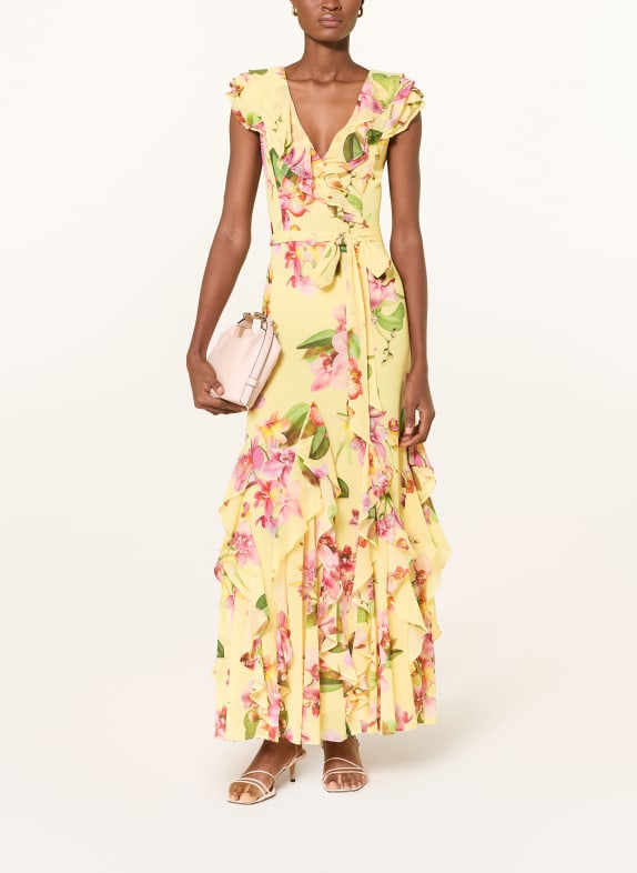 V by Vera Mont Abendkleid mit Volants GELB / ROSA / GRÜN