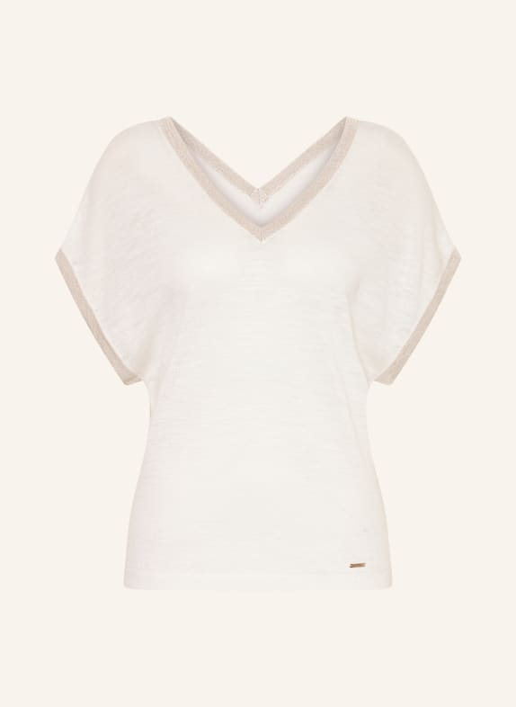 CINQUE Strickshirt CIMAYO mit Leinen WEISS / BEIGE