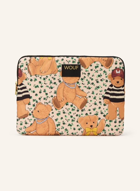WOUF Laptop sleeve CUTE LIGHT BROWN / GOLD / GREEN