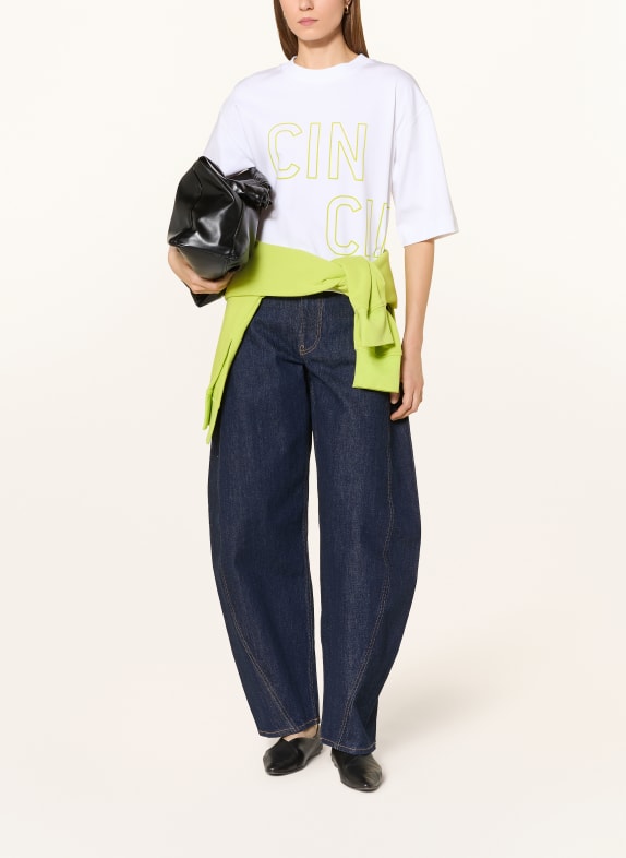 CINQUE T-shirt CITIANA med 3/4-ärmar VIT / NEONGRÖN