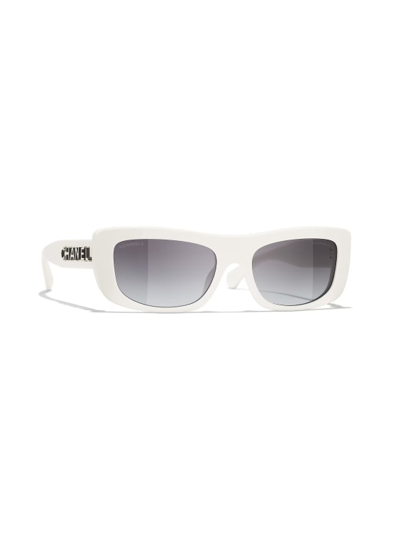 CHANEL Rechteckige Sonnenbrille WEISS/ GRAU VERLAUF