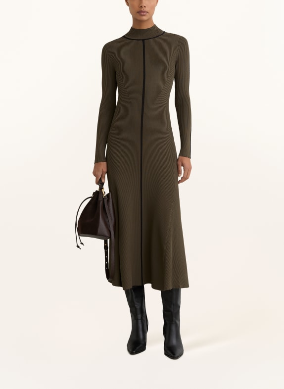 REISS Pletené šaty POLLY KHAKI / ČERNÁ