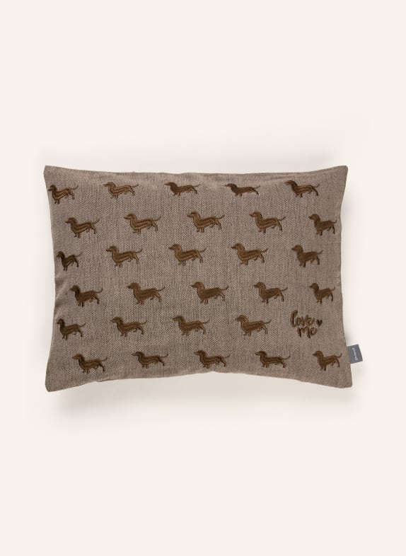 PAD Housse de coussin décorative PIMP TAUPE / MARRON FONCÉ